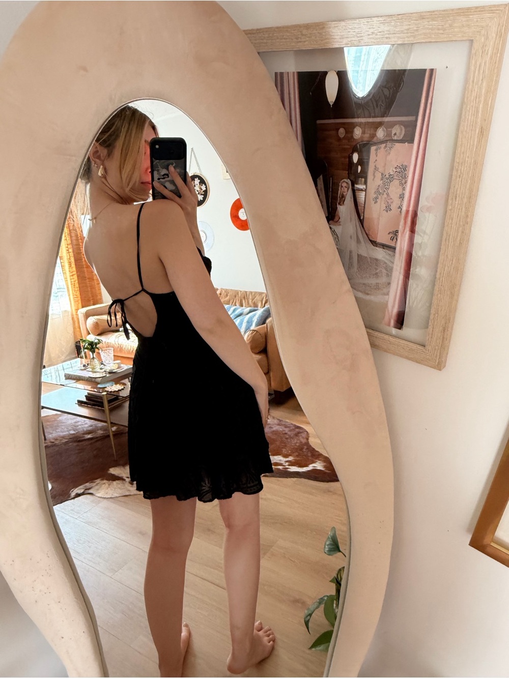 Urban Outfitters Velvet Strappy Black Mini Dress